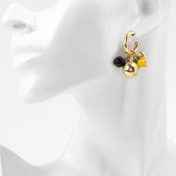 Серьги со съёмным элементом Трансформер горсть, цветные в золоте - Qf фото 3