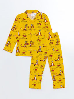 Polo Yaka Winnie the Pooh Bask?l? Erkek ?ocuk Pijama Tak?m?
