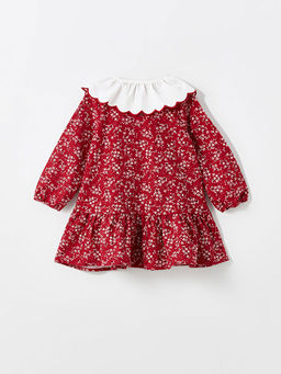 Bebe Yaka Uzun Kollu ?i?ekli K?z ?ocuk Elbise - Waikiki фото 3