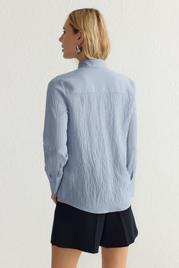 TRENDYOLMILLA Beyaz Cizgili Dokulu Kumas Regular Normal Kal?p Dokuma Gomlek TWOSS25GO00013  фото 5