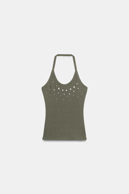 TOP HALTER TACHAS / Verde