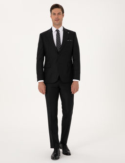 Antrasit Slim Fit Y_n Ka_mir Kar___ml_ Tak_m Elbise