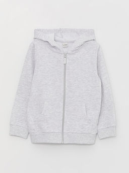 Kap??onlu Basic Uzun Kollu K?z ?ocuk Fermuarl? Sweatshirt
