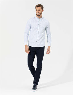 Lacivert Slim Fit Kanvas Pantolon