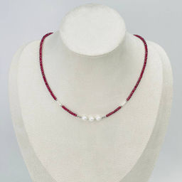 Колье из Граната (Альмандин) и Жемчуга 38 см +
