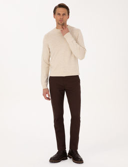 Koyu Kahverengi Slim Fit Kanvas Pantolon