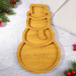 Менажница новогодняя деревянная Снеговик, 28.8?18.4 см