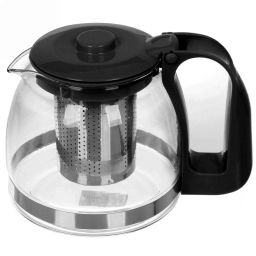 Чайник заварочный стеклянный 700 мл с металлическим ситом большая ручка Селфи, микс