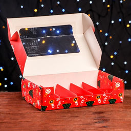 Коробка под 5 эклеров с вкладышами «С Новым годом!», 25×15×6.5 см, кондитерская упаковка