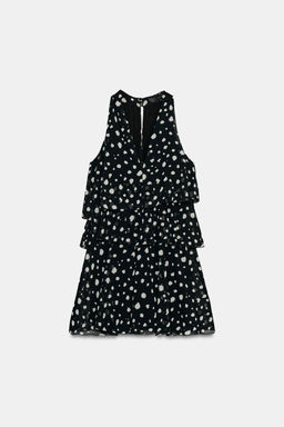 VESTIDO MINI LUNARES VOLANTES / Negro / Crudo - Zara фото 7