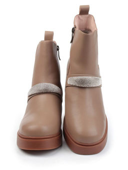 04-M904A 987-31M-2 DK. BEIGE Ботинки зимние женские (натуральная кожа, натуральный мех)