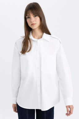 Relax Fit Poplin Uzun Kollu Gomlek Tunik - Defacto фото 2