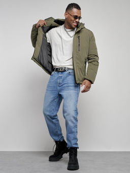 Куртка мужская зимняя с капюшоном спортивная великан цвета хаки 8335Kh - Wonderrman фото 18