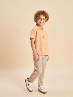 Resort Yaka Keten Kar???ml? Erkek ?ocuk G?mlek