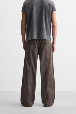 STITCHED WASHED-EFFECT TROUSERS - Zara фото 3