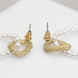 Серьги с жемчугом Бусина переплетение чувств, цвет золото - Qf фото 2