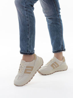 03-WG040-2M MILK/BEIGE Кроссовки демисезонные женские (натуральная кожа) - Фабричный китай фото 2