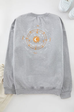 TRENDYOL MAN Siyah Regular/Normal Kesim Bisiklet Yaka Bask?l? Ici Polarl? Sweatshirt TMNAW23SW00278 - Trendyolmilla фото 2
