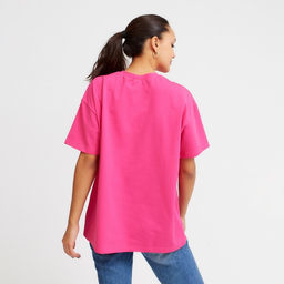 Футболка женская MINAKU: Oversize, фуксия, размер 46