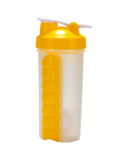 Бутылка/Шейкер JUST SHSC-600 с таблетницей, жёлтый, для спортивного питания 600ML/уп60
