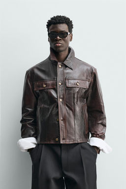 WASHED LEATHER JACKET - Zara фото 2