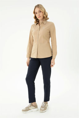 Женская базовая рубашка песочного цвета с длинным рукавом - U.s. polo assn фото 4