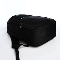 Рюкзак молодёжный из текстиля на молнии, 4 кармана, цвет чёрный/зелёный - Simaland фото 3