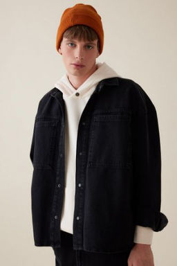 Oversize Genis Kal?p Jean Uzun Kollu Basic Duz Gomlek