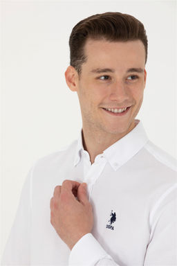 U. S. Polo Assn / Мужская белая базовая рубашка с длинным рукавом - U.s. polo assn фото 9