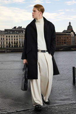 Trendyolmilla Man Antrasit Oversize Fit Dik Yaka Uzun Kase K?sl?k Kaban TMNAW25KB00005  фото 10