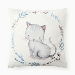 Чехол на подушку Этель Серый котик, 40*40 см, 100 п/э, велюр