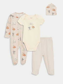 Bisiklet Yaka Bask?l? Erkek Bebek 4l? Tak?m