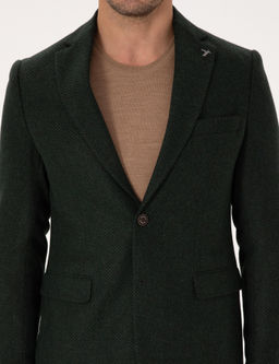 Haki Slim Fit Y_n Kar___ml_ Mikro Desenli Ceket - Cacharel фото 7