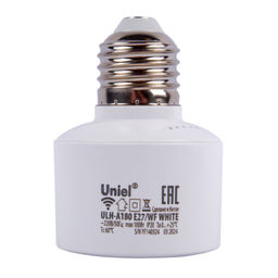 ULH-A180 E27/WF WHITE Умный патрон-адаптер Wi-Fi+Bluetooth, под лампу Е27. 220В. 100Вт. Белый. Голосовое управление+приложение UnielSmart. TM Uniel - Volpe фото 2