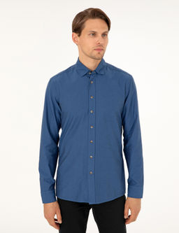 Рубашка Pierre Cardin Slim Fit дл рукав индиго