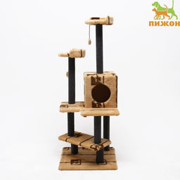 Комплекс для кошек с когтеточкой «Лестница», 56×52×140 см, ковролин, микс цветов