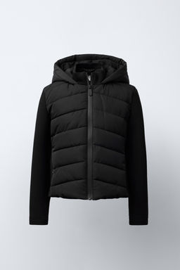 NEOPRENE-EFFECT SLEEVE PADDED JACKET