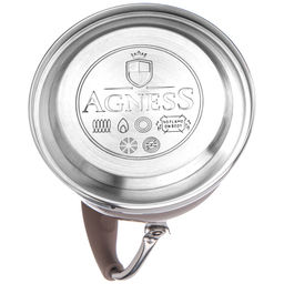 ЧАЙНИК AGNESS С ФИЛЬТРОМ, 1,0 Л C ИНДУКЦИОН. КАПСУЛЬНЫМ ДНОМ И СКЛАДЫВАЮЩЕЙСЯ РУЧКОЙ ЦВЕТ: ШОКОЛАД  фото 4