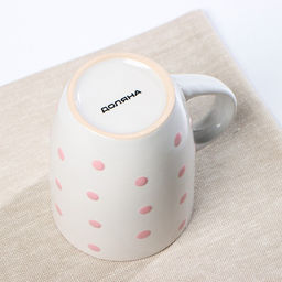 Кружка керамическая Доляна Горох, 340 мл, цвет розовый  фото 3