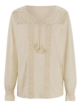 Блузка с кружевом, песочная - Linea tesini фото 2