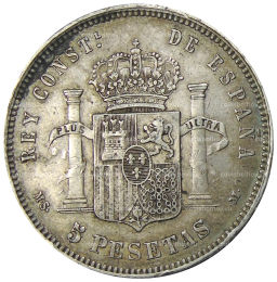 5 песет 1883 года Испания