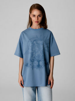 Арт. 3187 Футболка женская оверсайз 42-48 (4 шт) Цвет:серо-голубой - Калинка фото 3