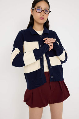 Teen Lacivert Cizgili Polo Yaka Triko H?rka TWOAW26HI00202