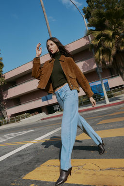 CAZADORA BOMBER 100% PIEL / whiskey