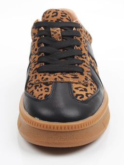 03-YH503-1 BLACK/LEOPARD Кроссовки женские (натуральная кожа, натуральная замша) - Фабричный китай фото 4