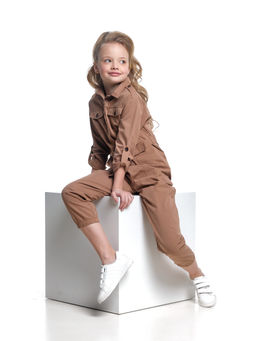 Комбинезон для девочки UD 7474 св.коричневый - Mini maxi фото 3