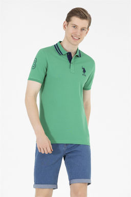 Мужская зеленая футболка с воротником поло Basic - U.s. polo assn фото 11