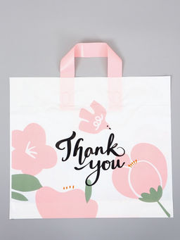 Цена за 50 шт. Пакет с петлевой ручкой "Бутоны" 35 х 30 х 8, см, 60 мкм