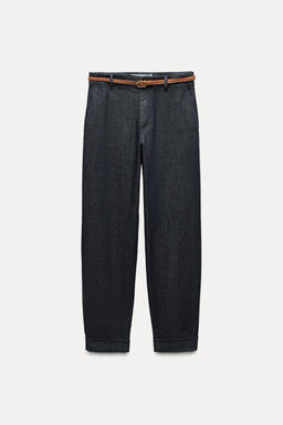 CHINO TROUSERS WITH BRAIDED BELT - Zara фото 5