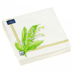 Салфетки бумажные "Art Bouquet" 33х33см, 3-х слойные, 20 штук в упаковке, 100% целлюлоза, "Ландыши" (Россия)